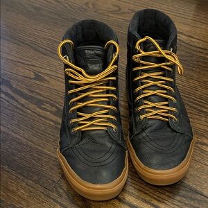 Vans Black and Brown High-Top Sneakers